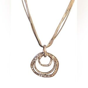 CHICO’S - Adjustable Length‎ Antiqued Gold tone Multi Ring Statement Necklace